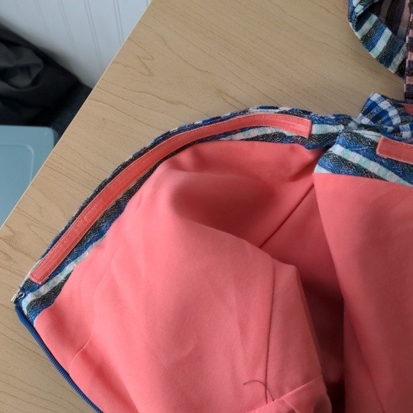 Maeve Anthropologie Waverly Gingham Plaid Blue Purple One Shoulder Dress Size 8 - Picture 15 of 15